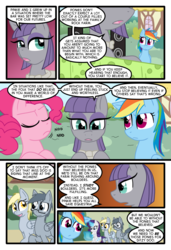 Size: 1024x1497 | Tagged: safe, artist:kazziepones, artist:ketirz, derpy hooves, pinkie pie, rainbow dash, rarity, oc, oc:lonely hooves, pegasus, pony, comic:lonely hooves, g4, female, glasses, mare