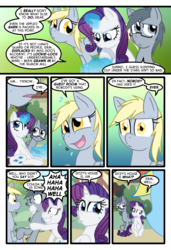 Size: 1024x1497 | Tagged: safe, artist:kazziepones, artist:ketirz, derpy hooves, rarity, oc, oc:lonely hooves, pegasus, pony, comic:lonely hooves, g4, female, glasses, mare