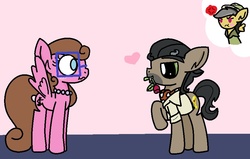 Size: 923x586 | Tagged: safe, artist:thefanficfanpony, daring do, doctor caballeron, oc, oc:crescendo hearts, g4, implied shipping, male, straight