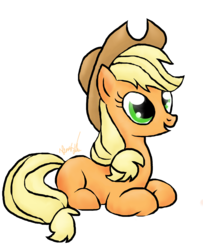 Size: 3087x3797 | Tagged: safe, artist:rainbowpiemlpfim, applejack, g4, female, high res, missing cutie mark, missing freckles, prone, simple background, solo, transparent background