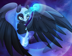 Size: 1016x786 | Tagged: safe, artist:csox, nightmare moon, g4, female, magic, solo, spread wings