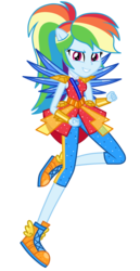 Size: 1800x3500 | Tagged: safe, artist:mixiepie, rainbow dash, equestria girls, g4, my little pony equestria girls: legend of everfree, clothes, crystal guardian, crystal wings, female, fist, floating, geode of super speed, grin, high res, looking at you, magical geodes, pants, ponied up, simple background, smiling, smiling at you, solo, transparent background, vector