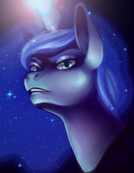 Size: 1024x1321 | Tagged: safe, artist:e-lta, princess luna, g4, bust, female, magic, portrait, solo