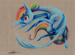 Size: 6880x5025 | Tagged: safe, artist:getchanoodlewet, rainbow dash, g4, absurd resolution, female, solo, traditional art