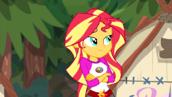 Size: 640x360 | Tagged: safe, screencap, pinkie pie, sunset shimmer, equestria girls, g4, my little pony equestria girls: legend of everfree, animated, female, gif, hug