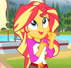 Size: 442x425 | Tagged: safe, screencap, sunset shimmer, equestria girls, g4, my little pony equestria girls: legend of everfree, animated, cropped, female, gif, out of context, solo