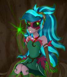 Size: 1000x1153 | Tagged: dead source, safe, artist:ultrard, gaea everfree, gloriosa daisy, equestria girls, g4, my little pony equestria girls: legend of everfree, clothes, dress, female, floating, freckles, magical geodes, solo