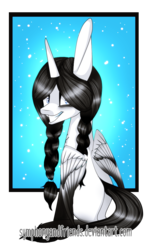 Size: 581x957 | Tagged: safe, artist:symphstudio, oc, oc only, alicorn, pony, abstract background, grin, looking at you, smiling, solo