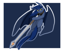 Size: 2400x1920 | Tagged: safe, artist:kryzx, oc, oc only, oc:starchaser, bat pony, pony, goggles, male, solo, spear, weapon, wings