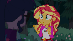 Size: 640x360 | Tagged: safe, screencap, sci-twi, sunset shimmer, twilight sparkle, equestria girls, g4, my little pony equestria girls: legend of everfree, animated, female, gif