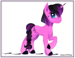 Size: 1024x792 | Tagged: safe, artist:thenornonthego, oc, oc only, oc:pretty ink, pony, unicorn, ink, looking at you, simple background, smiling, solo, white background