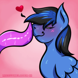 Size: 3500x3500 | Tagged: safe, artist:missvtheloser, oc, oc only, oc:jettrax, pegasus, pony, blushing, consentacles, high res, smooch, snug, tentacles