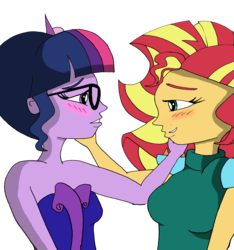 Size: 2988x3191 | Tagged: safe, artist:missmayaleanne, sci-twi, sunset shimmer, twilight sparkle, equestria girls, g4, my little pony equestria girls: legend of everfree, 1000 hours in gimp, blushing, caress, clothes, crystal gala, female, high res, lesbian, ship:sci-twishimmer, ship:sunsetsparkle, shipping, simple background, transparent background
