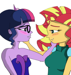 Size: 2988x3191 | Tagged: safe, artist:missmayaleanne, sci-twi, sunset shimmer, twilight sparkle, equestria girls, g4, my little pony equestria girls: legend of everfree, 1000 hours in gimp, blushing, caress, clothes, crystal gala, duo, female, glasses, high res, lesbian, ship:sci-twishimmer, ship:sunsetsparkle, shipping, simple background, transparent background