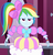 Size: 950x995 | Tagged: safe, screencap, rainbow dash, equestria girls, g4, my little pony equestria girls, bow, clothes, dress, fall formal outfits, female, hair bow, implied rarity, looking at you, model, modeling, outfit catalog, prototype, puffy sleeves, rainbow dash always dresses in style, side ponytail, skirt, solo, spiderman thread, this is our big night, unamused