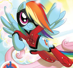 Size: 634x597 | Tagged: safe, idw, fluttershy, rainbow dash, g4, spoiler:comic, clothes, costume, outfit catalog, superhero