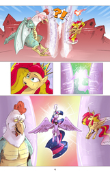 Size: 1253x1950 | Tagged: safe, artist:saturdaymorningproj, sunset shimmer, twilight sparkle, alicorn, cockatrice, pony, comic:a princess' worth, g4, alicornified, comic, exclamation point, interrobang, question mark, race swap, shimmercorn, twilight sparkle (alicorn)