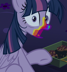 Size: 1003x1080 | Tagged: safe, screencap, twilight sparkle, alicorn, pony, zombie, 28 pranks later, g4, cookie zombie, female, mare, messy mane, outfit catalog, rainbow muzzle, solo, twilight sparkle (alicorn)