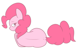 Size: 1473x942 | Tagged: safe, artist:mr-degration, pinkie pie, earth pony, pony, g4, dock, female, looking at you, looking back, looking back at you, on side, simple background, smiling, smiling at you, solo, transparent background