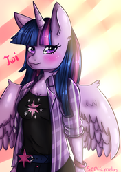 Size: 1614x2297 | Tagged: safe, artist:septicmelon, twilight sparkle, alicorn, anthro, g4, female, solo, twilight sparkle (alicorn)