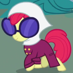 Size: 258x258 | Tagged: safe, screencap, apple bloom, earth pony, pony, g4, twilight time, disguise, female, outfit catalog, solo
