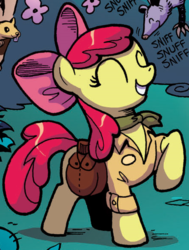 Size: 442x585 | Tagged: safe, idw, apple bloom, opossum, g4, spoiler:comic, female, outfit catalog, solo, zoologist, zoology