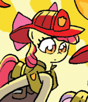 Size: 173x201 | Tagged: safe, idw, apple bloom, sweetie belle, g4, my little pony: friends forever, spoiler:comic, firefighter, outfit catalog
