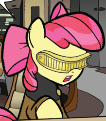 Size: 543x623 | Tagged: safe, idw, apple bloom, g4, my little pony: friends forever, spoiler:comic, female, geordi laforge, outfit catalog, solo, star trek, star trek: the next generation
