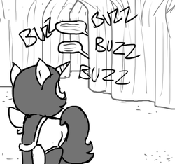 Size: 640x600 | Tagged: safe, artist:ficficponyfic, oc, oc only, oc:joyride, pony, unicorn, colt quest, bowtie, cave, cyoa, danger, horn, mantle, monochrome, sound effects, story included