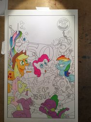 Size: 1536x2048 | Tagged: safe, artist:andy price, applejack, fluttershy, pinkie pie, princess celestia, princess luna, rainbow dash, rarity, spike, twilight sparkle, alicorn, pony, g4, mane seven, mane six, traditional art, twilight sparkle (alicorn), wip