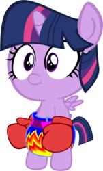 Size: 1327x2191 | Tagged: safe, artist:megarainbowdash2000, twilight sparkle, alicorn, pony, g4, baby, baby pony, babylight sparkle, boxing gloves, cute, diaper, female, simple background, solo, transparent background, twiabetes, twilight sparkle (alicorn), younger