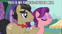 Size: 800x449 | Tagged: safe, edit, edited screencap, screencap, filthy rich, spoiled rich, earth pony, pony, g4, where the apple lies, female, freudian slip, image macro, makeameme.org, male, mare, meme, milf, ship:spoilthy, spoiled milf, spoiled milk, stallion