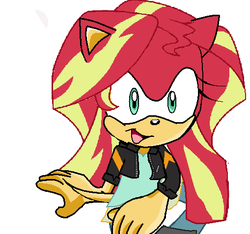 Size: 509x477 | Tagged: safe, artist:ilovesunsetshimmer99, sunset shimmer, anthro, g4, crossover, cursed image, sonic the hedgehog (series), sonic x, sonicified