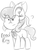 Size: 709x963 | Tagged: safe, artist:pastelhorses, oc, oc only, oc:peach ring, :/, bow, hair bow, monochrome, solo