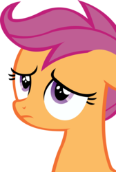 Size: 8903x13249 | Tagged: safe, artist:cyanlightning, scootaloo, pegasus, pony, g4, .svg available, absurd resolution, bust, female, filly, floppy ears, sad, simple background, solo, transparent background, vector
