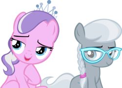 Size: 13134x9568 | Tagged: safe, artist:cyanlightning, diamond tiara, silver spoon, earth pony, pony, g4, twilight time, .svg available, absurd resolution, considering, glasses, jewelry, missing accessory, missing cutie mark, simple background, tiara, transparent background, vector