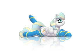 Size: 4092x2893 | Tagged: safe, artist:scramjet747, vapor trail, pegasus, pony, g4, top bolt, clothes, colored pupils, crossed hooves, cute, female, heart eyes, leg in air, looking at you, lying down, mare, prone, reflection, simple background, smiling, socks, solo, sploot, stockings, vaporbetes, white background, wingding eyes, wonderbolts stockings