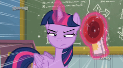 Size: 826x460 | Tagged: safe, screencap, twilight sparkle, alicorn, pony, g4, top bolt, airhorn, animated, discovery family logo, female, gif, loop, solo, speed lines, twilight sparkle (alicorn)