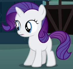 Size: 263x248 | Tagged: safe, screencap, rarity, sweetie belle, pony, g4, magic duel, disguise, female, mare, outfit catalog, raritie belle, solo, younger