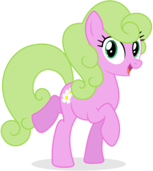 Size: 2489x2784 | Tagged: safe, artist:bluemeganium, daisy, flower wishes, earth pony, pony, g4, background pony, female, high res, mare, open mouth, raised hoof, simple background, solo, transparent background, vector