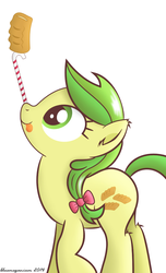 Size: 537x885 | Tagged: safe, artist:bluemeganium, apple fritter, earth pony, pony, g4, apple family member, apple fritter (food), candy, candy cane, cute, female, food, looking up, mare, simple background, smiling, solo, tongue out, white background