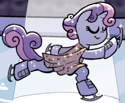 Size: 457x378 | Tagged: safe, idw, sweetie belle, friends forever #2, g4, my little pony: friends forever, spoiler:comic, cute, diasweetes, female, figure skating, ice skates, outfit catalog, solo