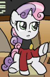 Size: 208x322 | Tagged: safe, idw, sweetie belle, friends forever, g4, spoiler:comic, spoiler:comicff2, female, outfit catalog, solo, star trek, star trek: the next generation