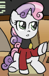 Size: 208x322 | Tagged: safe, idw, sweetie belle, friends forever #2, g4, my little pony: friends forever, spoiler:comic, female, outfit catalog, solo, star trek, star trek: the next generation