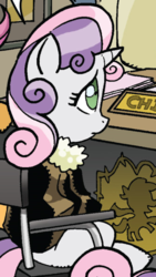 Size: 331x586 | Tagged: safe, idw, scootaloo, sweetie belle, friends forever, g4, spoiler:comic, spoiler:comicff2, detective, outfit catalog