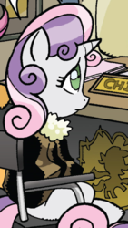 Size: 331x586 | Tagged: safe, idw, scootaloo, sweetie belle, friends forever #2, g4, my little pony: friends forever, spoiler:comic, detective, outfit catalog