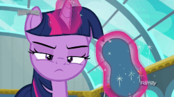 Size: 883x494 | Tagged: safe, screencap, sky stinger, twilight sparkle, alicorn, pegasus, pony, g4, top bolt, animated, book, facebook, facebooking, female, gif, male, mare, sleep mask, stallion, twilight sparkle (alicorn), twilight sparkle is not amused