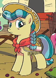 Size: 220x308 | Tagged: safe, artist:tony fleecs, idw, official comic, calamity mane, earth pony, pony, g4, my little pony: friends forever, spoiler:comic, braid, female, mare, solo