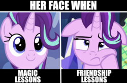 Size: 1012x660 | Tagged: safe, edit, edited screencap, screencap, starlight glimmer, g4, bored, floppy ears, image macro, meme