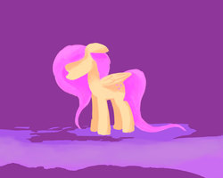 Size: 1200x960 | Tagged: safe, artist:citizensmiley, fluttershy, g4, female, floppy ears, folded wings, looking down, simple, solo